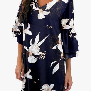 Navy Floral Shift Dress